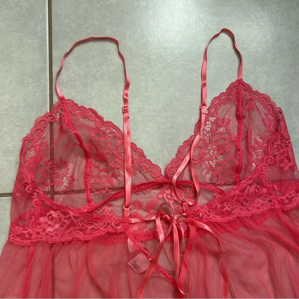 Victoria’s Secret Pink Lace Babydoll Lingerie - Picture 6 of 9